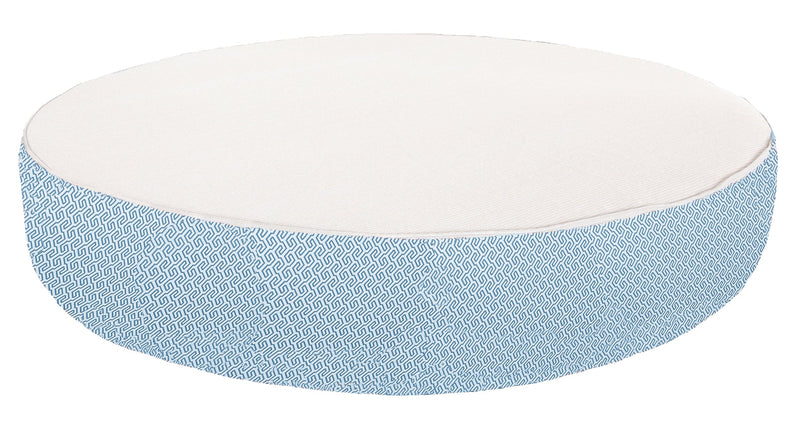 MXHOME Rundes Bett aus Schaumstoff in Weiß und Blau - Outdoor-www.Stil-Ambiente.de-Lit rond - Blanc raphia + motif bleu BB3