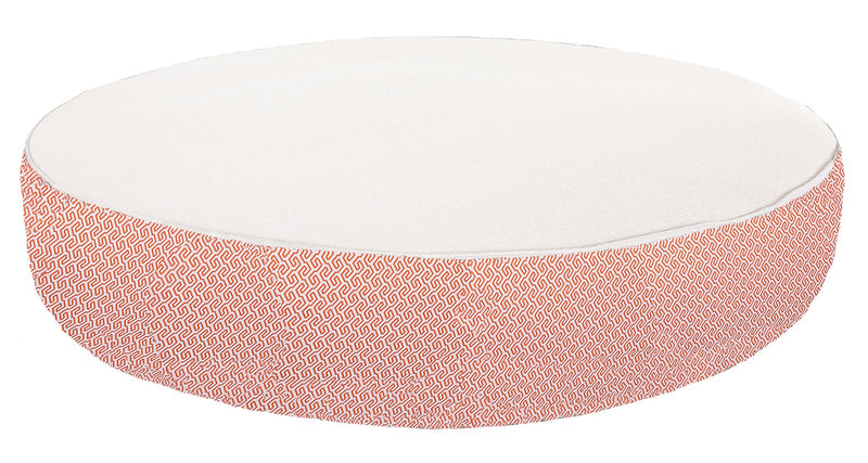 MXHOME Rundes Bett aus Schaumstoff in Weiß und Orange - Outdoor-www.Stil-Ambiente.de-Lit rond mousse blanc et orange a motif - Extérieur