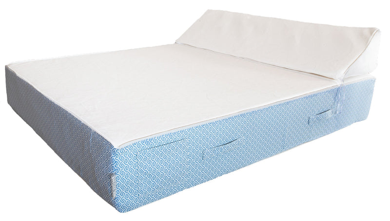 MXHOME Sonnenliege aus weißem und blauem Schaumstoff - Outdoor-www.Stil-Ambiente.de-Lit 2 places blanc et bleu a motif - Extérieur - BB2