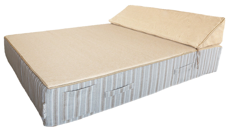 MXHOME Sonnenliege „Bast-Effekt“ gestreift - Outdoor-www.Stil-Ambiente.de-Lit 2 places avec têtière - Raphia + Rayure BM2