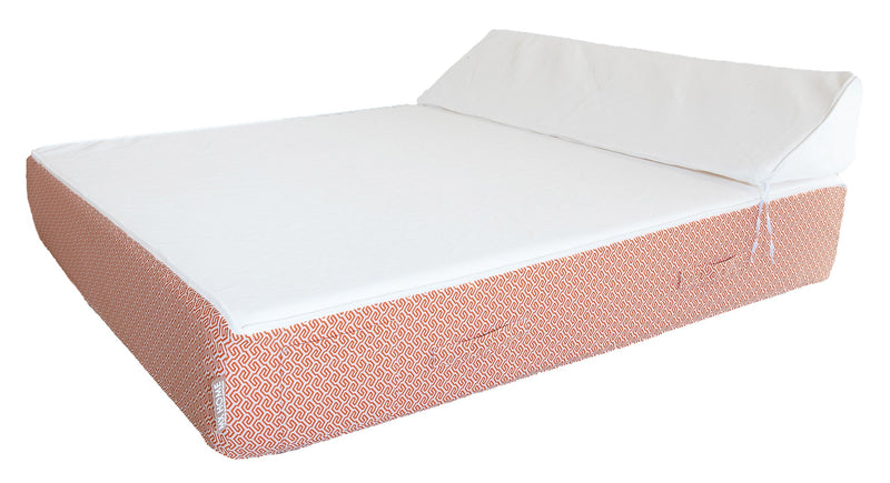 MXHOME Sonnenliege aus weißem und orangefarbenem Schaumstoff - Outdoor-www.Stil-Ambiente.de-Lit 2 places mousse blanc et orange a motif - Extérieur