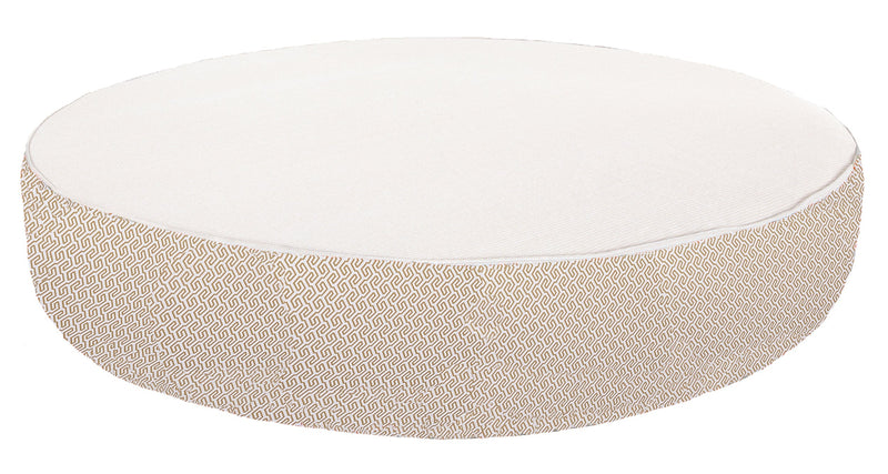 MXHOME Sonnenliege in Weiß und Beige - Outdoor-www.Stil-Ambiente.de-Lit rond - Blanc raphia + motif beige BW3