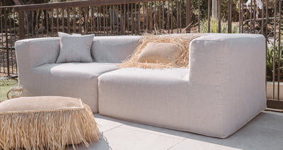 MXHOME Anreihbares Sofa - Abnehmbarer 3-Sitzer- Leineneffekt Taupe - Outdoor-www.Stil-Ambiente.de-Canapé EX 3 places effet Lin (2 modules) CE-L4P