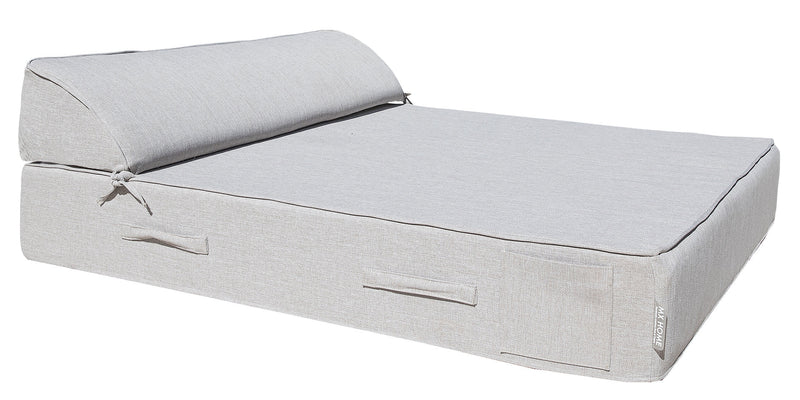 MXHOME Sonnenliege Grauer Leineneffekt - Outdoor-www.Stil-Ambiente.de-Lit 2 places avec têtière - Lin gris BLG2