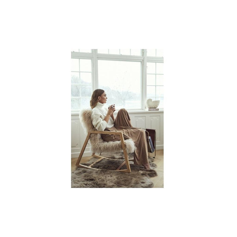 Natures Collection Schaukelstuhl aus Esche mit Lammfell | Tibet-Stil-Ambiente-NCL5208-513-26