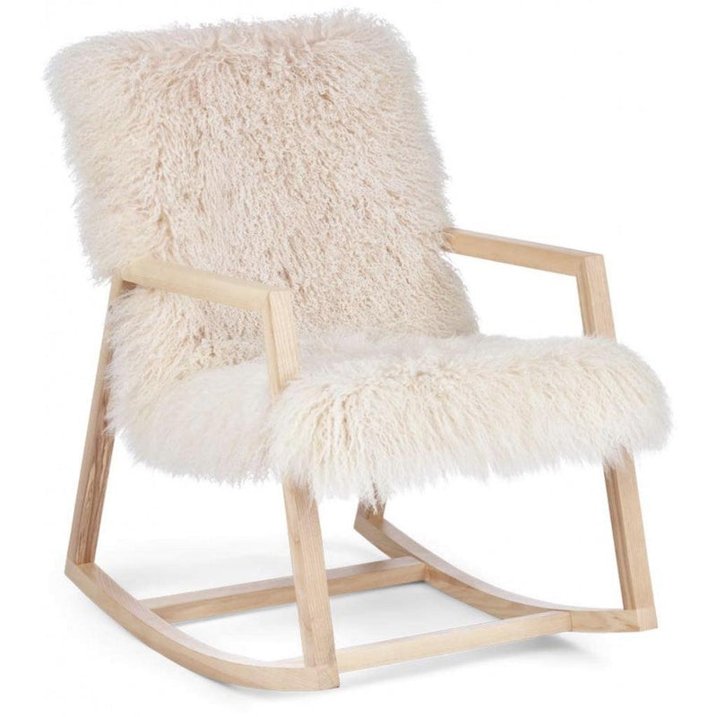 Natures Collection Schaukelstuhl aus Esche mit Lammfell | Tibet-Stil-Ambiente-NCL5208-513-26