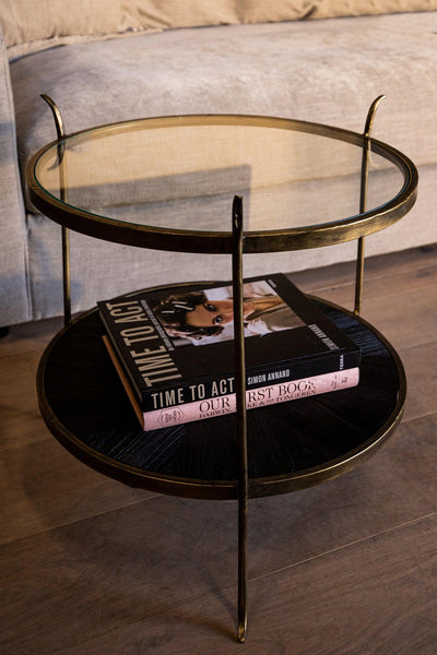 PTMD Tylo Black metal sidetable wood below and glass to-8720014603296-Stil-Ambiente-708999