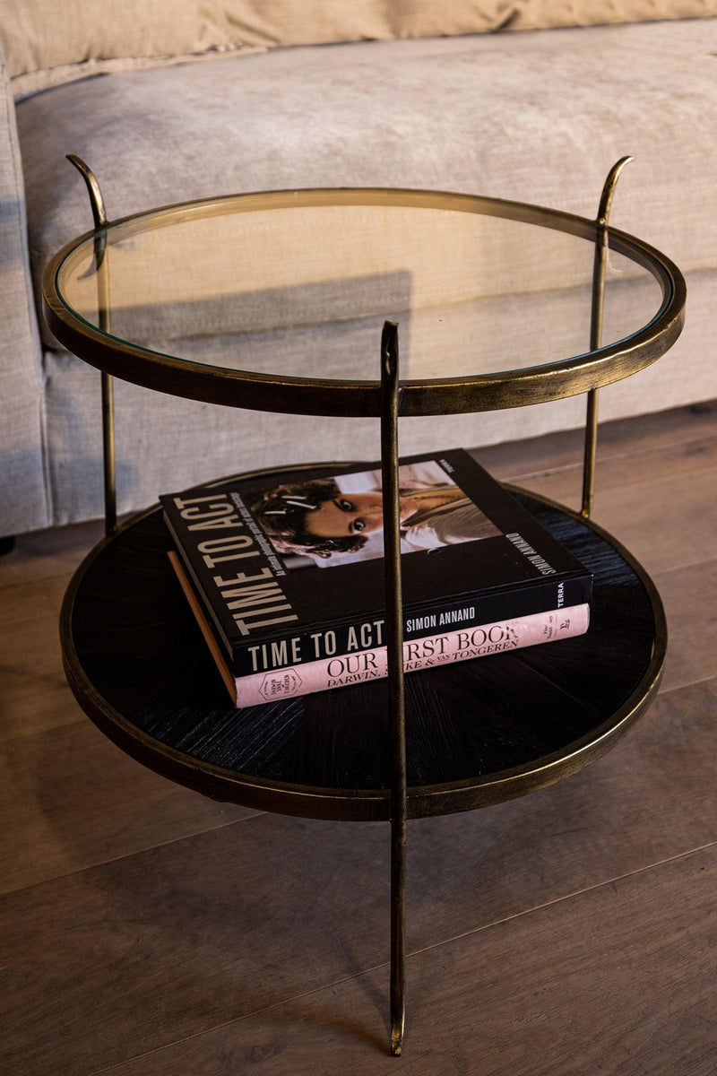 PTMD Tylo Black metal sidetable wood below and glass to-8720014603296-Stil-Ambiente-708999