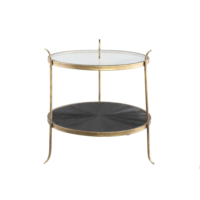 PTMD Tylo Black metal sidetable wood below and glass to-8720014603296-Stil-Ambiente-708999