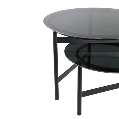 PTMD Waze Black iron coffeetable glass top round-8720014601940-Stil-Ambiente-708954