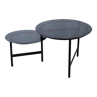PTMD Waze Black iron coffeetable glass top round-8720014601940-Stil-Ambiente-708954