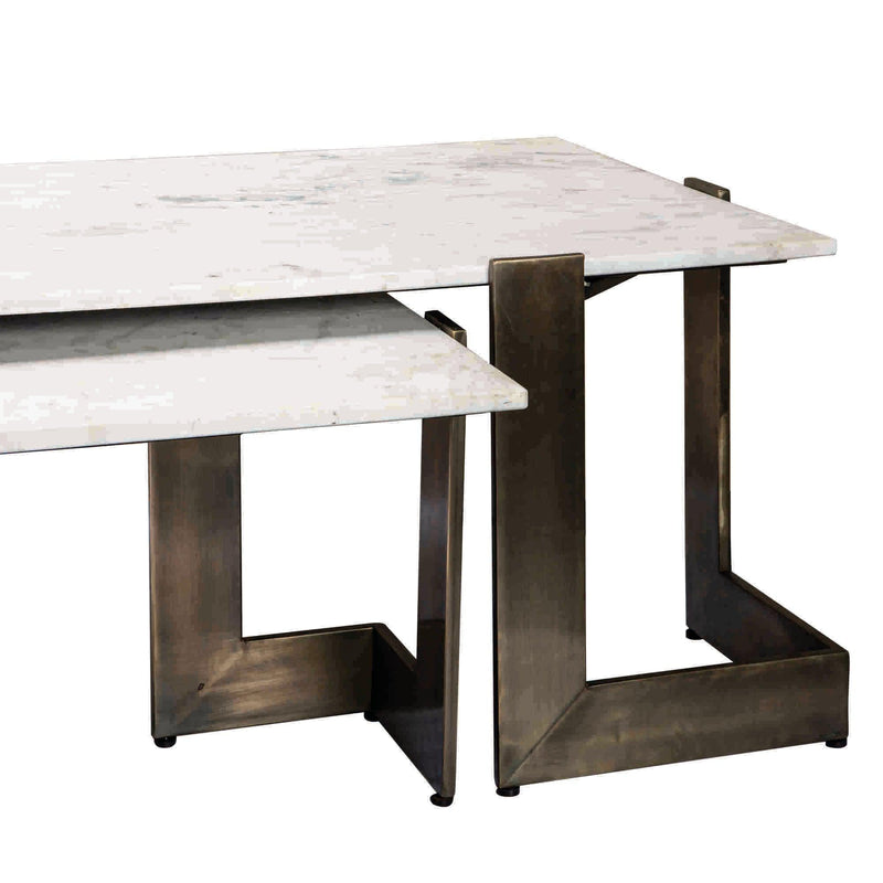 PTMD Yenai White marble coffeetable rectangle iron sv2-715819-Stil-Ambiente-715819
