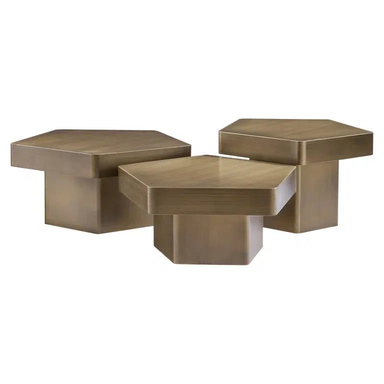 Richmond Interiors Couchtisch Hexa Set von 3 (Brushed Gold)-8721009412800-www.Stil-Ambiente.de-8775