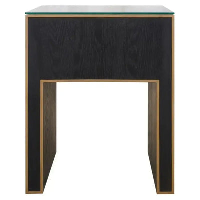 Richmond Interiors Nachttisch Bloomville – Brown (mit Glasplatte & 1 Schublade)-Stil-Ambiente.de