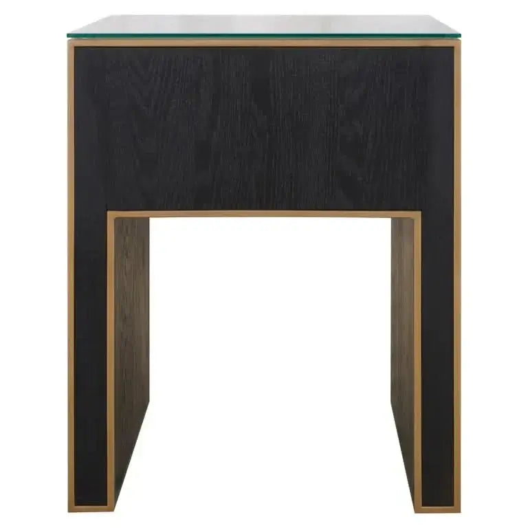 Richmond Interiors Nachttisch Bloomville – Brown (mit Glasplatte & 1 Schublade)-Stil-Ambiente.de