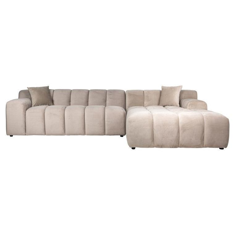 Richmond Interiors Sofa Couch Cube 3 Sitzer Lounge rechts (Quartz Khaki 903)-8720621688709-Stil-Ambiente-S5137 KHAKI VELVET