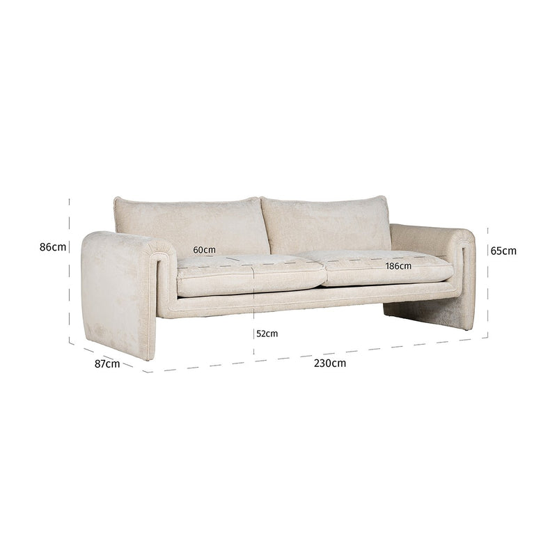 Richmond Interiors Sofa Couch Sandro white chenille (Bergen 900 white chenille)-8720621690832-Stil-Ambiente-S5143 WHITE CHENILLE