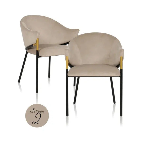 Richmond Interiors Chair Jocasta khaki velvet (set of 2)