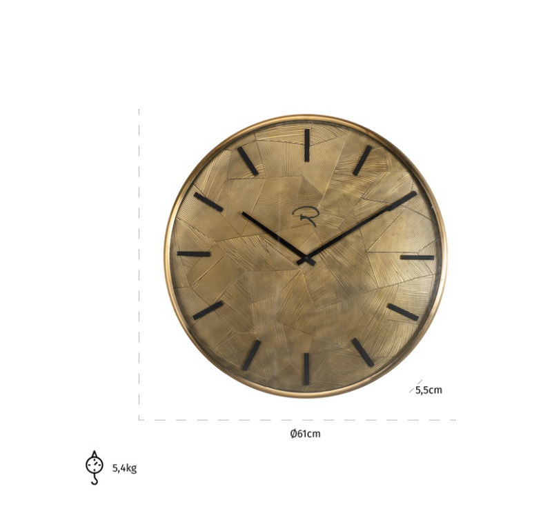 Richmond Interiors Uhr Alford (Gebürstetes Gold)-8720621683797-Stil-Ambiente-KK-0087