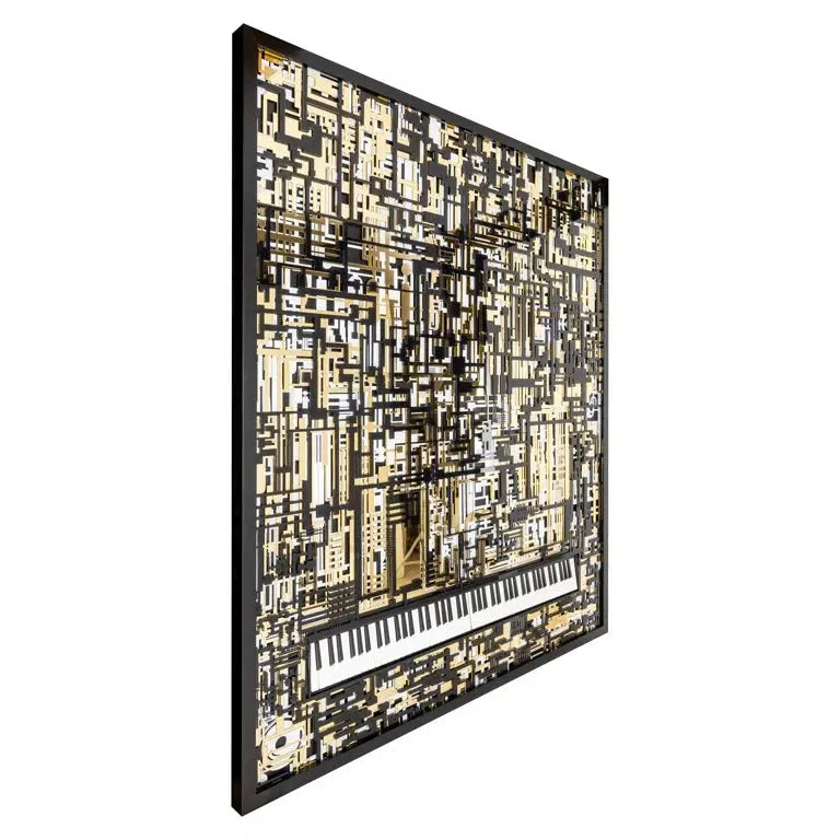 Richmond Interiors Wall art Piano Wibi (Black/gold)-8720621691785-Stil-Ambiente-WA-0011