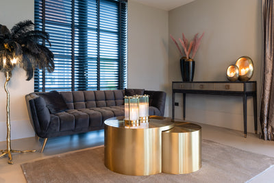Richmond Interiors soffa soffa Huxley Antraciet Velvet / Borsted Gold SAMT -täckning