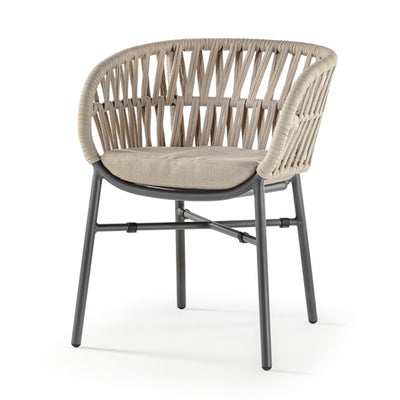 Grattoni Плетеное садовое кресло TAHITI - алюминиевое с веревочным плетением - штабелируемое