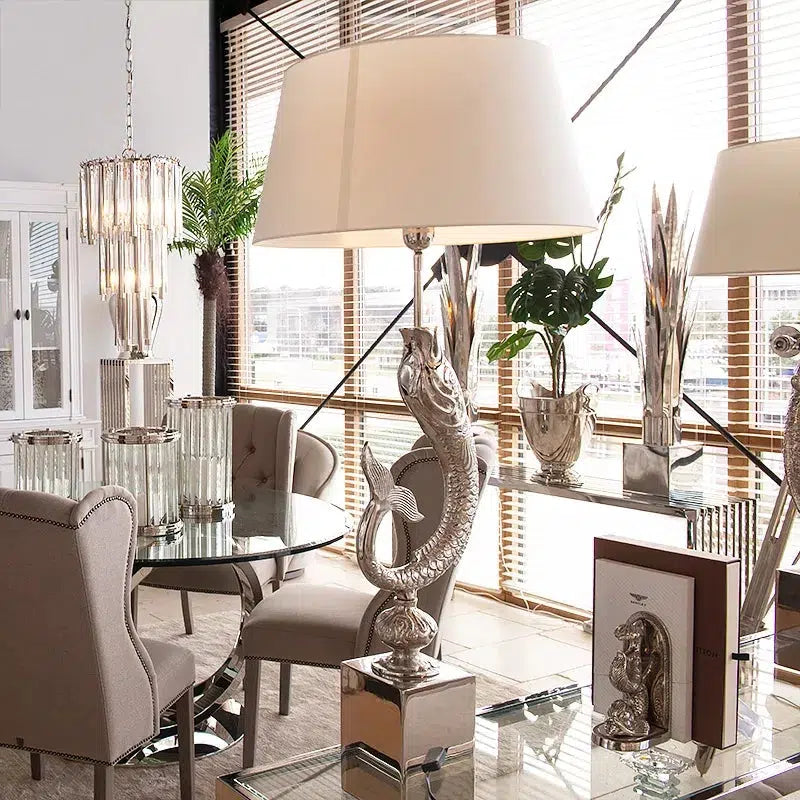 Tischlampe Fisch 13x13x82cm Inkl. schwarzem Schirm-9509419931352-www.Stil-Ambiente.de-108824