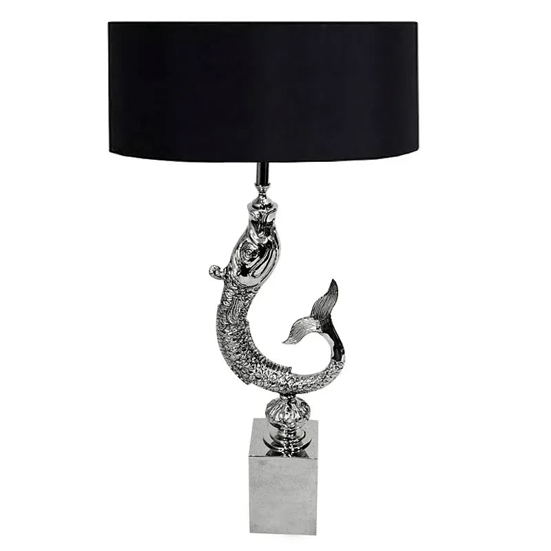 Tischlampe Fisch 13x13x82cm Inkl. schwarzem Schirm-9509419931352-www.Stil-Ambiente.de-108824