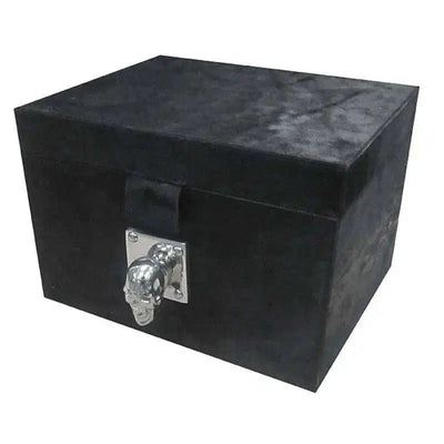 Totenkopf Truhe Box Skull in schwarz mit Fell Pelz-Stil-Ambiente-P0291S