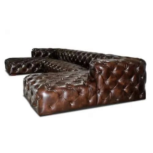 U-Sofa Couch Daybed Braun Leder Hazenkamp Tasmania Brasilian Leather Brown-Stil-Ambiente-P0191S