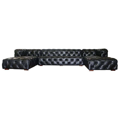 U-Sofa Couch Daybed Schwarz Leder Hazenkamp Tasmania Brasilian Leather Black-Stil-Ambiente-P0192S