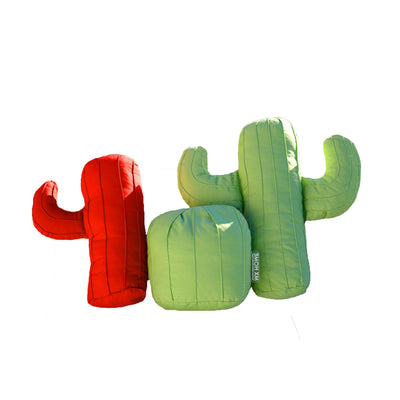 MXHOME Kaktuskissen mit Bast- oder Grüneffekt - Outdoor-www.Stil-Ambiente.de-Coussin cactus (Lot de 3 ) rouge et vert CC