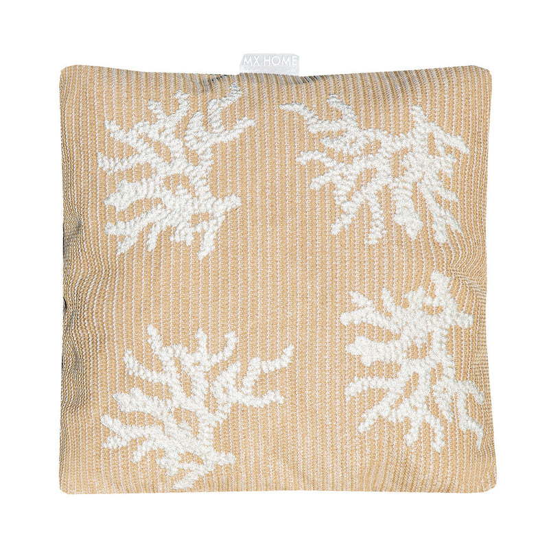 MXHOME Kissen - Bast-Effekt Stickerei Koralle weiß - Outdoor-www.Stil-Ambiente.de-Coussin beige raphia broderie corail blanc CBR