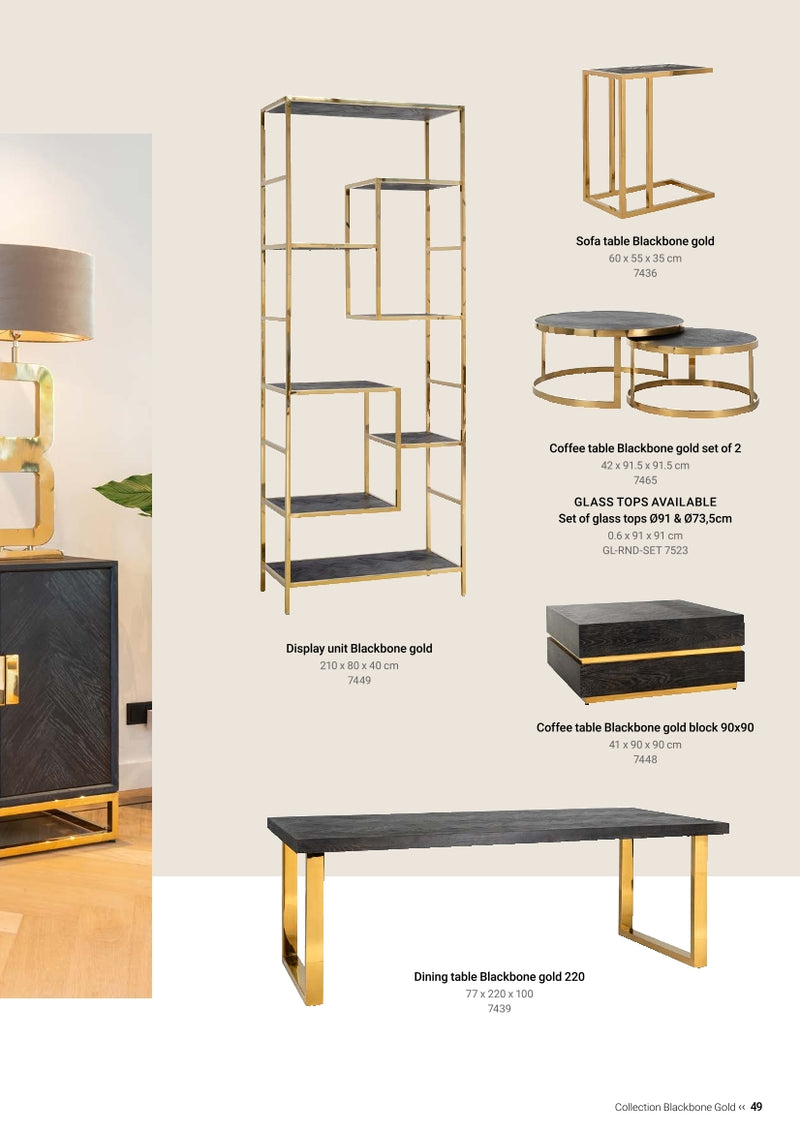 Richmond Interiors Sideboard Blackbone brass 4-türig + offenes Fach (Schwarz rustikal)