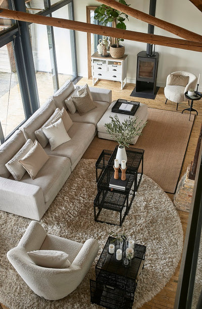 Riviera Maison Stephen Corner Arm Venstre, Rich Tweed, Antique White