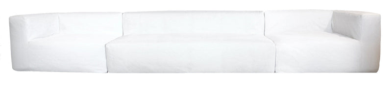 MXHOME Modulsofa - Abziehbar 5/6-Sitzer - Weiß - Outdoor-www.Stil-Ambiente.de-Canapé EX 5 places (1 banquette + 2 modules) - tissu blanc raphia CE-B6P