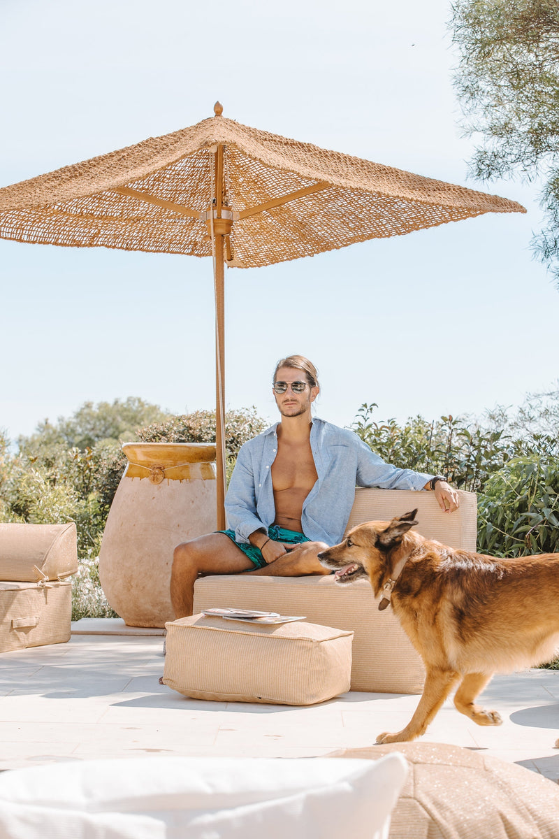 MXHOME Sitzkissen Bast-Effekt - Outdoor-www.Stil-Ambiente.de-Chauffeuse - tissu beige raphia CF-E-BR