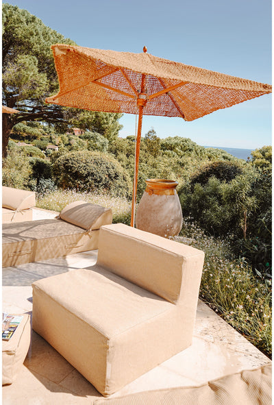 MXHOME Sitzkissen Bast-Effekt - Outdoor-www.Stil-Ambiente.de-Chauffeuse - tissu beige raphia CF-E-BR