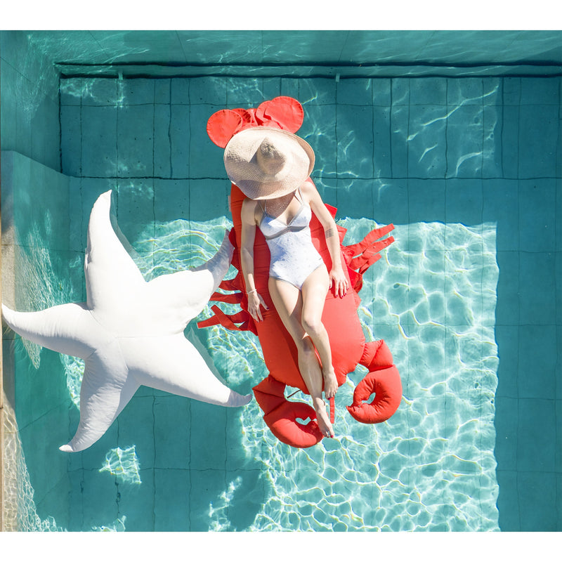 MXHOME Schwimmender XL-Sitzsack - Hummer mit Bast-Effekt oder Orange - Outdoor-www.Stil-Ambiente.de-Pouf XL homard Raphia R1