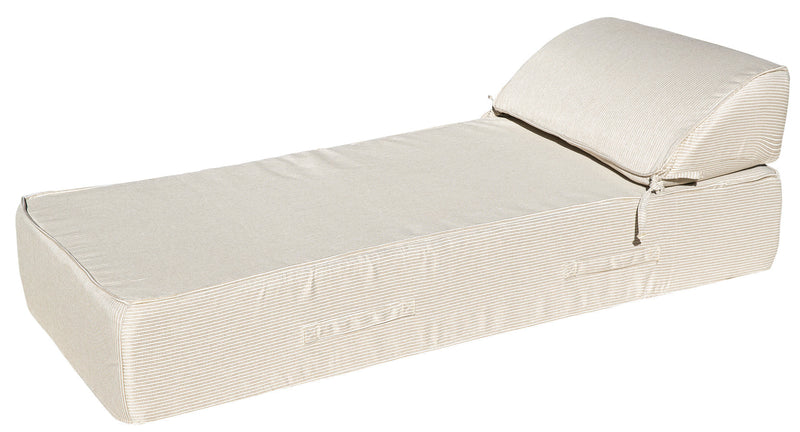 MXHOME Sonnenliege Beige und Weiß - Outdoor-www.Stil-Ambiente.de-Lit 1 place avec têtière - Blanc rayé beige BRB1