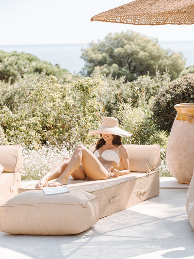 MXHOME Sonnenliege „Bast-Effekt“ - Outdoor-www.Stil-Ambiente.de-Lit 1 place avec têtière - Raphia B1