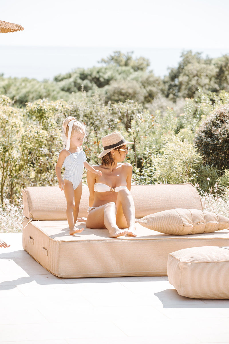 MXHOME Sonnenliege doppelt „Bast-Effekt“ - Outdoor-www.Stil-Ambiente.de-Lit 2 places avec têtière - Raphia B2