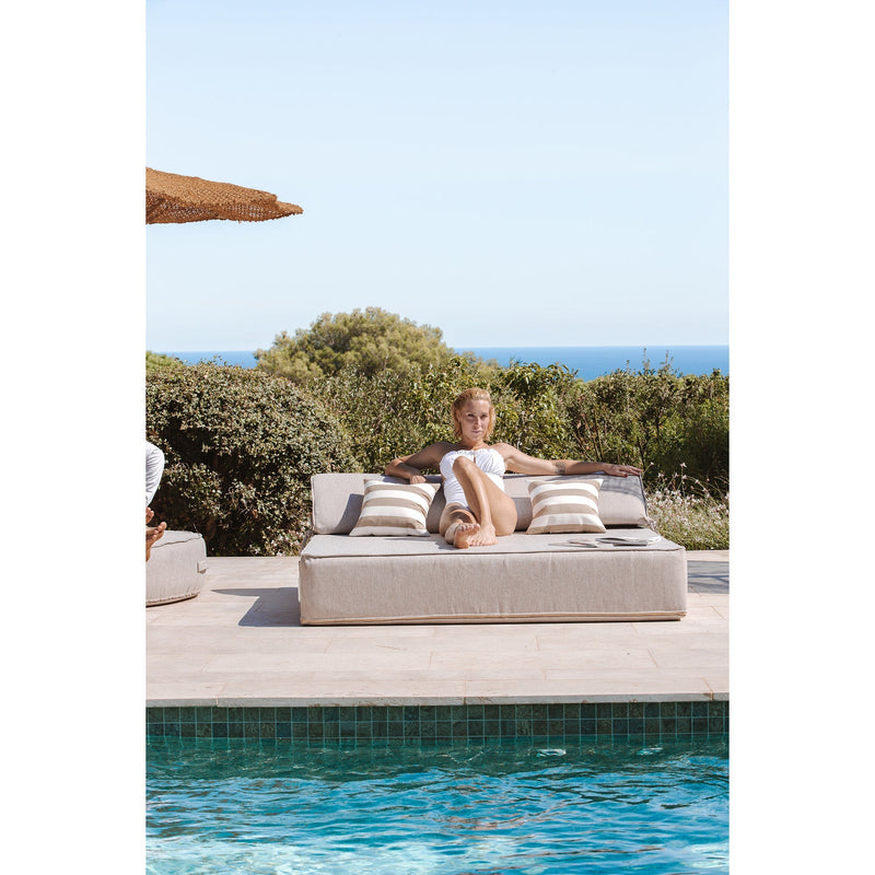 MXHOME Sonnenliege Grauer Leineneffekt - Outdoor-www.Stil-Ambiente.de-Lit 2 places avec têtière - Lin gris BLG2