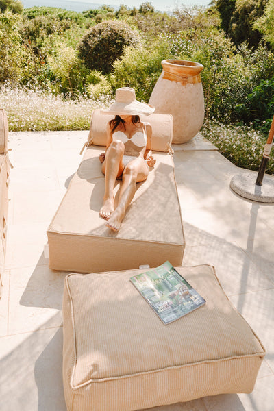 MXHOME Sonnenliege „Bast-Effekt“ - Outdoor-www.Stil-Ambiente.de-Lit 1 place avec têtière - Raphia B1