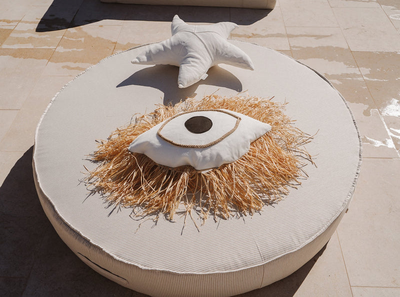 MXHOME Sonnenliege rund Beige und Weiß - Outdoor-www.Stil-Ambiente.de-Lit rond - Blanc rayé beige BRB3