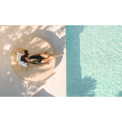 MXHOME Rundes Bett aus Schaumstoff „Bast-Effekt“ - Outdoor-www.Stil-Ambiente.de-Lit rond - Beige raphia B3