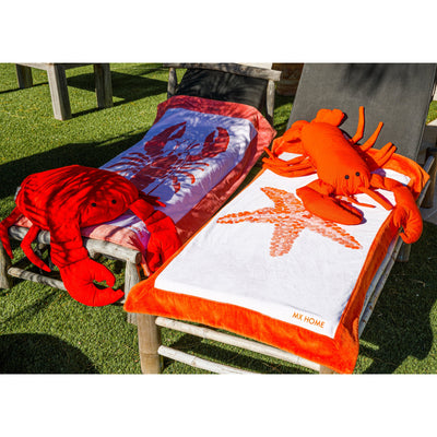 MXHOME Hummerkissen „Bast-Effekt oder Orange - Outdoor-www.Stil-Ambiente.de-Coussin homard Raphia RS1