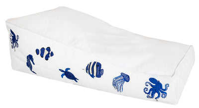 MXHOME - Schwimmende Sonnenliege - Outdoor-www.Stil-Ambiente.de-Bain de soleil blanc raphia Broderie Poissons bleu BSBB