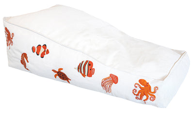 MXHOME - Schwimmende Sonnenliege - Outdoor-www.Stil-Ambiente.de-Bain de soleil blanc raphia Broderie Poissons orange BSBO
