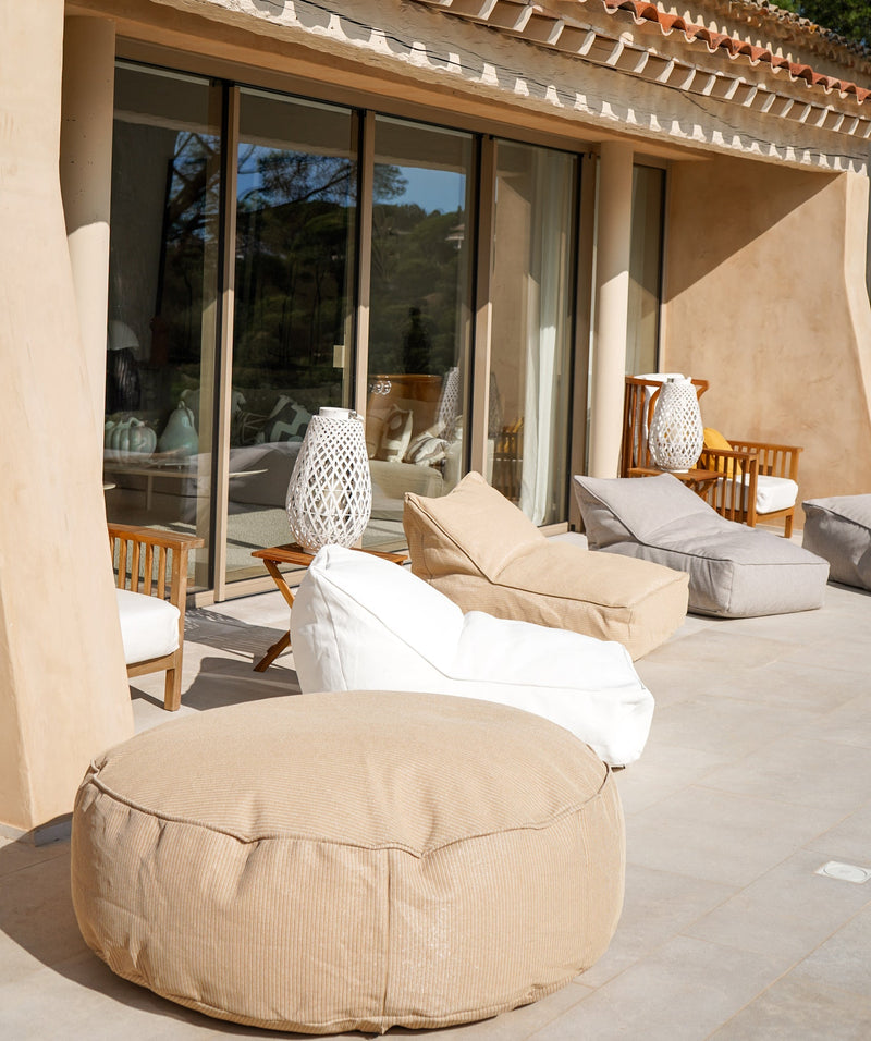 MXHOME XL-Sitzsack rund - Bast-Effekt - Outdoor-www.Stil-Ambiente.de-Tabouret beige XL raphia XLTR